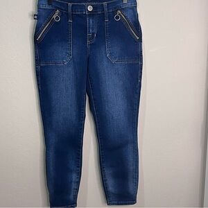 Rock & Republic Jeans Zipper Stretchy Moto Crop Embellished Skinny Slim Vintage